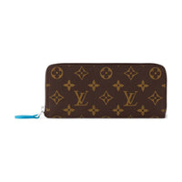 LOUIS VUITTON Leather Wallet Women's Brown & Blue