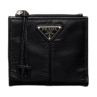 PRADA Leather Wallet Women's Black