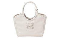 MIU MIU Leather Shoulder Bag Crossbody Bag Handbag Women's Chalk White