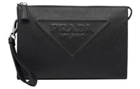 PRADA Saffiano Leather Clutch Regular Men's Black