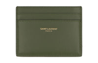 SAINT LAURENT Smooth Calf Leather Wallets Card Holders Women's Green