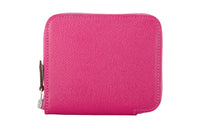 HERMES Silk'In Epson With Barenia Calfskin Wallet Women's Raspberry Red/Mint Green