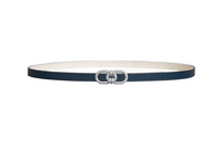 HERMES Plaisance Silver Buckle With Smooth Surface Epsom Calfskin Leather Belts Women's Navy/Chalk White Width: 1.3cm