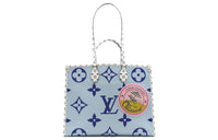 LOUIS VUITTON ONTHEGO Coated Canvas One Shoulder Handbags Women's Blue/White