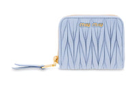MIU MIU Nappa Leather Wallet Women's Light Blue