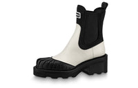 LOUIS VUITTON Beaubourg Short Chelsea Boots Women's White Black