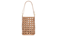 SAINT LAURENT Vegetable-Tanned Leather One Shoulder Handbags Women's Brown Gold