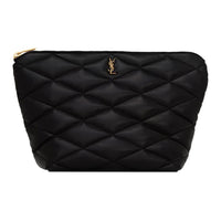 SAINT LAURENT Lambskin Envelope Bag Clutches Medium Size Women's Black