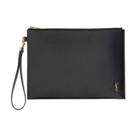 SAINT LAURENT Cow Leather Clutch Wallet Unisex Black