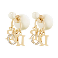 DIOR Resin Pearls Stud Earrings Women's White