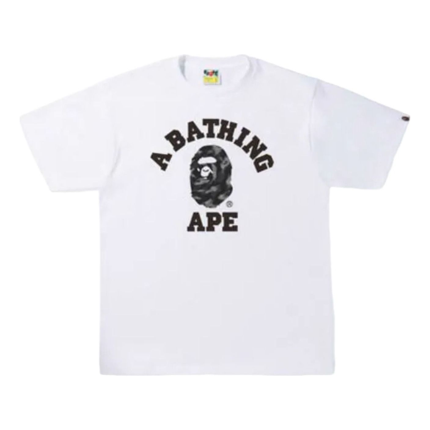 A BATHING APE Stroke Camo College T-Shirt 'White Black' 1I30-110-054-WHTBLACK