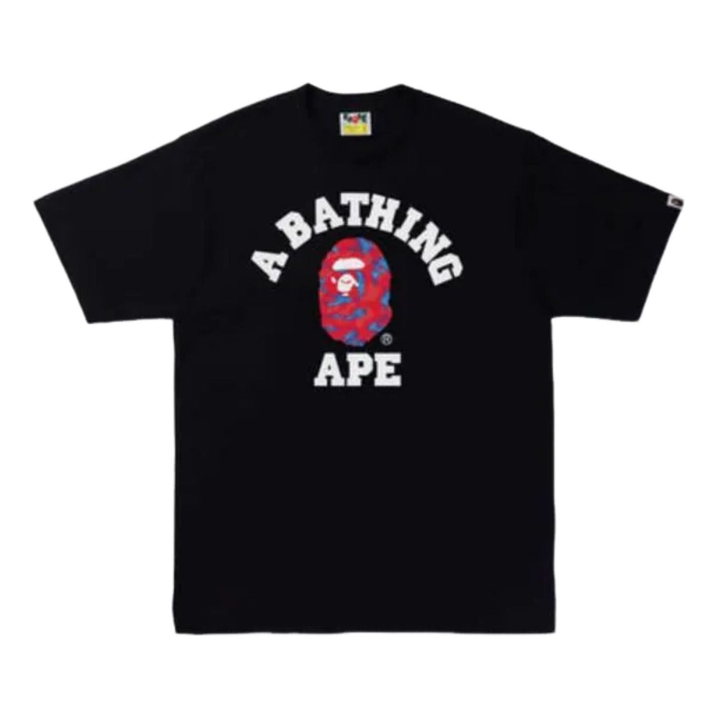 A BATHING APE Stroke Camo College T-Shirt 'Black Red' 1I30-110-054-BLKRED