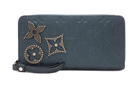 LOUIS VUITTON Zippy Leather Wallet Women's Blue
