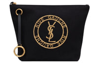 SAINT LAURENT Rive Gauche Sheepskin With Fabric Clutch Men's Black