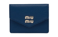 MIU MIU Soft Leather Card Clip Card Holder Women's Cornflower Blue