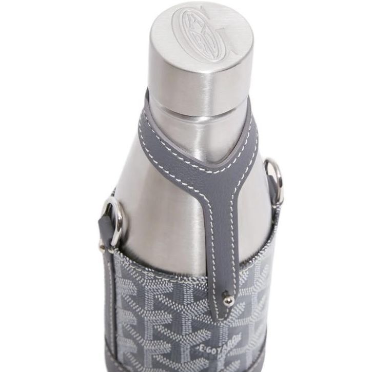 GOYARD YONNE Canvas With Leather Water Bottle Bag Shoulder Bag Crossbody Bag Small Size Unisex Gray
