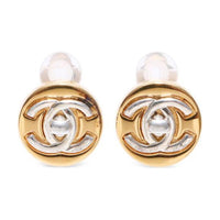 CHANEL 1997 Cc Turn lock Button Clip on Earrings