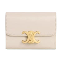 CELINE Calfskin Wallet Women's Light Beige