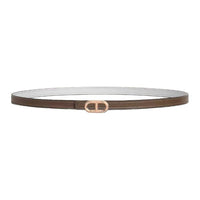 HERMES Calfskin, Rose Gold Plated Metal Leather Belts Women's Brown Width 1.3CM