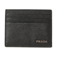 PRADA Leather Card Holder Men's Black