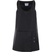 PRADA Enamel-Triangle Sleeveless Mini Dress