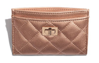 CHANEL 2.55 Cow Leather Card Holder Women's Red Copper