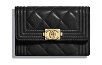 CHANEL LEBOY Sheepskin Coin Purses Card Holders Regular Women's Black