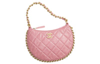 CHANEL Shiny Wrinkle Lambskin One Shoulder Handbags Women's Pink