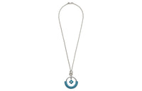 HERMES Palladium-Plated Calfskin Metal Necklaces Women's Silver