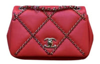 CHANEL Lambskin Crossbody Bag Shoulder Bag Women's Red