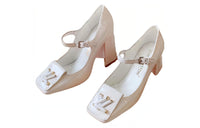 LOUIS VUITTON Shake Chunky Heel High Heels Women's White