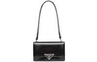PRADA Leather Shoulder Bag Women's Black