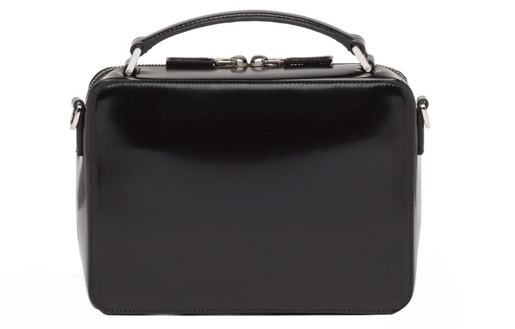 PRADA Brique Shiny Leather Messenger Bag Portable Crossbody Bag Shoulder Bag Regular Men's Black