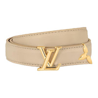 LOUIS VUITTON Leather Canvas Hardware Accessories Leather Belts Women's Beige Width: 2CM