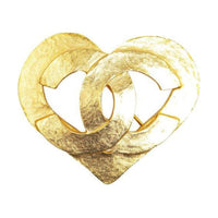 CHANEL 1995 Plated Cc Heart Costume Brooch