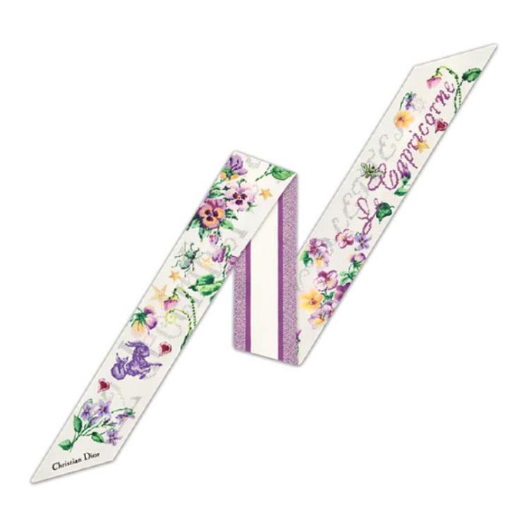 DIOR Mulberry Silk Scarves Women's Purple