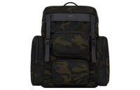 SAINT LAURENT City Fabric With Smooth Cow Leather Backpack Men's Camouflage