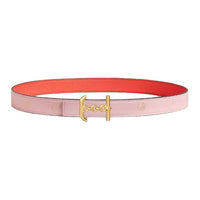 HERMES Calfskin Leather Belts Women's Pink Orange Width 2.4CM