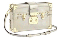 LOUIS VUITTON PETITE MALLE Lizard Leather Shoulder Bag Crossbody Bag Women's Silver White