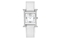 HERMES Heure H Collection Wrist Watch Quartz Movement Genuine Leather Strap White Dial Women's Watch