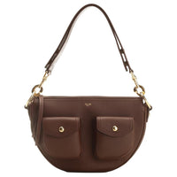 CELINE Calfskin Shoulder Bag Women's Chestnut