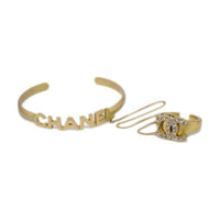 CHANEL 2001 Cc Rhinestone embellished Ring Bangle Bracelet