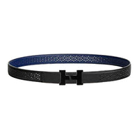 HERMES Metal Calf Leather Leather Belts Women's Black/Blue Width 2.4CM
