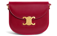 CELINE Satin Smooth Cow Leather Crossbody Bag, Shoulder Bag Women's Red