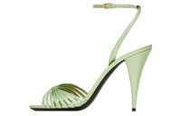 SAINT LAURENT Tina Metallic-effect Leather Sandals
