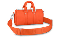 LOUIS VUITTON Keepall Aerogram Leather Shoulder Bag Crossbody Bag Unisex Orange