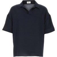 SAINT LAURENT Striped Short Sleeved Polo Shirt