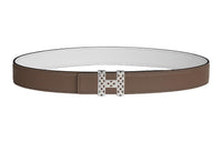 HERMES Leather Belts Women's Brown/White