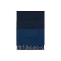 HERMES Cashmere Knit Scarves Women's Navy
