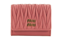 MIU MIU Quilting Soft Leather Card Holder, Wallet Women's Dark Pink